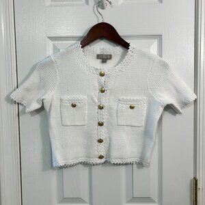 J. Crew White Crop Cardigan